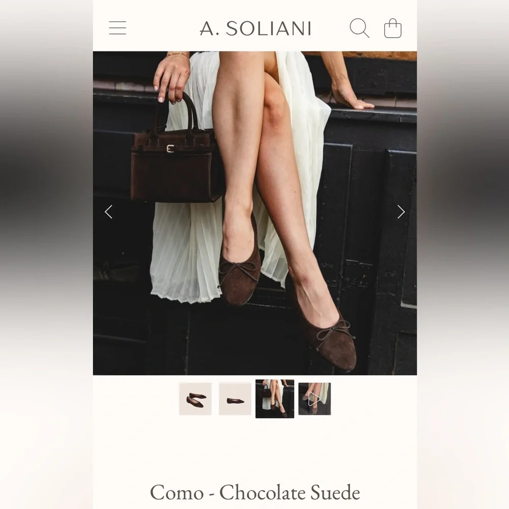 Suede chocolate brown a. Soliani como flats size 7.5 - Picture 2 of 7